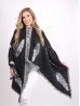 Reversible Soft Feather Patterned Scarf w/ Fringe